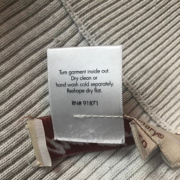 Norm Thompson Full Zip Cotton Ribbed Cream Sweater Size Medium - Picture 9 of 9